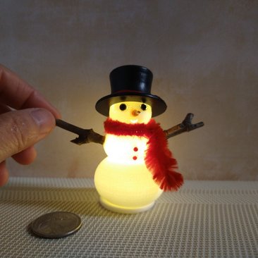 RESERVED 1:12 Dollhouse miniature light up snowman with removable hat Battery operated holiday decor