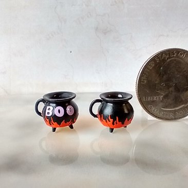 1:12 Dollhouse miniature cauldron mug or soup bowl Halloween mug REF Purple Boo PRICE is for ONE