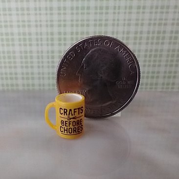 1:12 scale miniature message mug Craft before Chores Yellow coffee mug REF Yellow Craft b4