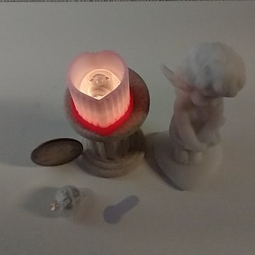1:12 Dollhouse miniature heart shaped candle sleeve or battery lighted candle holder REF Fluted heart