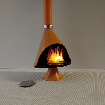 1:12 Dollhouse miniature Mid century modern free standing fireplace MCM orange fireplace inspired by Malm fireplace Retro fireplace REF orange