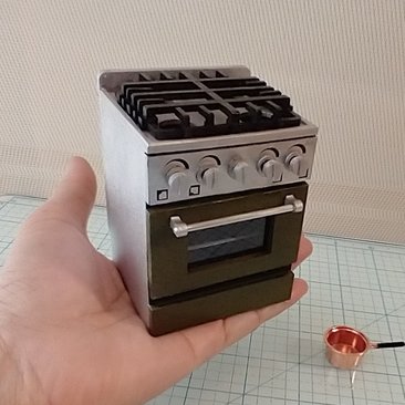 MADE TO ORDER 1:12 Dollhouse gas stove with  light up oven and four burners with suggested blue flames Non-refundable Deposit Payment