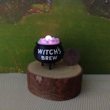 1:12 scale dollhouse battery operated cauldron light with morphing colors Witch's brew cauldron light Mini Halloween decor PRICE is for ONE unit