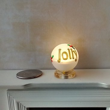 1:12 Dollhouse holiday light up globe ornament Free standing frosted globe Christmas ornament Battery operated holiday light REF Holly jolly