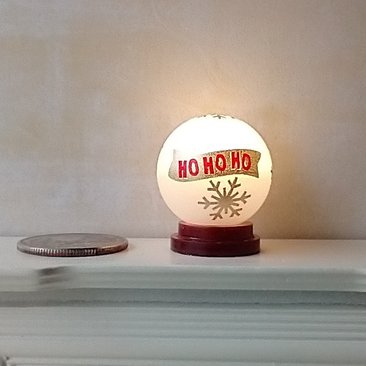 1:12 Dollhouse holiday light up globe ornament Free standing frosted globe Christmas ornament Battery operated holiday light REF Ho Ho Ho