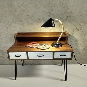 1:12 dollhouse mid-century modern style desk lamp or Battery operated table lamp with external wires REF Black