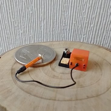 1:12 dollhouse miniature soldering iron with stand and faux digital display station (NON-working) REF Orange