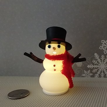 1:12 Dollhouse miniature light up snowman with removable hat Battery operated holiday decor REF Red scarf