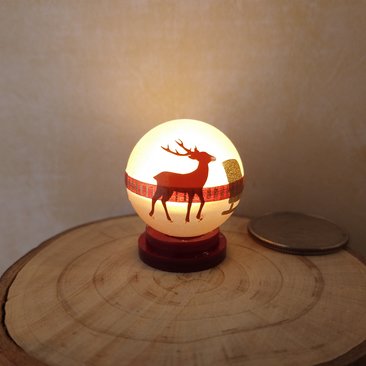 1:12 Dollhouse holiday light up globe ornament Free standing frosted globe Christmas ornament Battery operated holiday light REF Oh deers