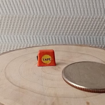 1:12 Dollhouse miniature tape measure for mini DIYer or garage workshop REF Orange