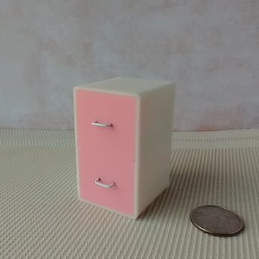 MADE to ORDER Pink 1:12 Dollhouse 2-drawer filing cabinet with rounded corners contemporary style for mini home office or craft room REF Pink filing