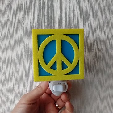 MCM Midcentury modern style breeze block night light REF Yellow blue peace