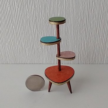 RESERVED for Sherryl.  1:12 Dollhouse mid-century style plant stand inspired by Formica 4-tier plant stand with tapered legs
