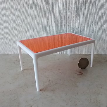 1:12 scale dollhouse patio ./ deck dining TABLE inspired by Richard Scultz's 1966 aluminum dining table REF Acrylic orange top
