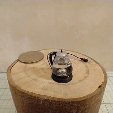 RESERVED 1:12 Dollhouse miniature electric kettle See-thru/ faux glass kettle Electric tea kettle with cord attached to base - NON-working