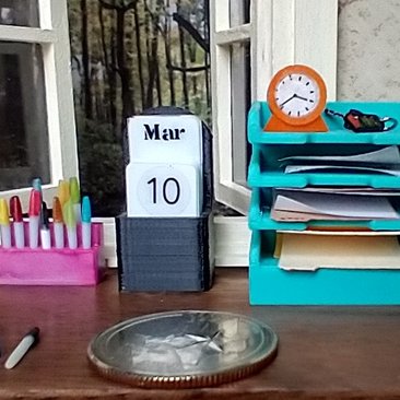 1:12 dollhouse miniature perpetual calendar Shuffle calendar in black holder box Table top calendar Desk calendar in modern settings PRICE is for EACH set