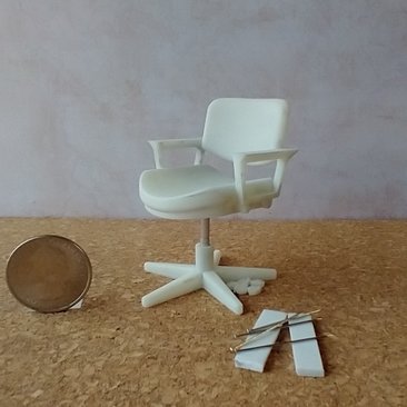KIT - Unfinished 1-inch scale dollhouse desk chair or task chair with padded armrests PRICE is for each Set/kit