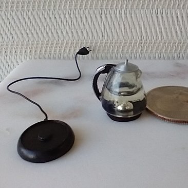 1:12 Dollhouse miniature electric kettle See-thru/ faux glass kettle Electric tea kettle with cord attached to base - NON-working