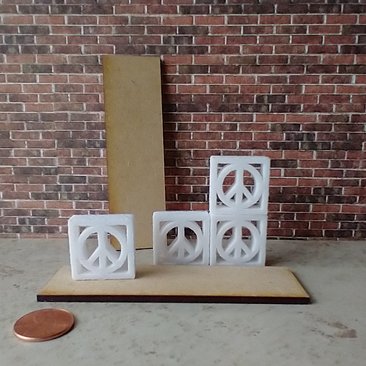 1:12 scale dollhouse shelving kit including 4 white breeze blocks and two unfinished MDF shelves / planks REF White peace