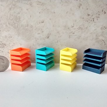 1:12 dollhouse miniature 4-tier letter paper tray organizer for desktop or craft room REF Straight front edges PRICE is for EACH organizer
