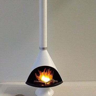 1:12 Dollhouse miniature Mid century modern free standing fireplace MCM white fireplace inspired by Malm fireplace Retro fireplace REF White
