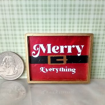 Play scale 1:6 or Barbie dollhouse rectangular serving tray with Santa belt + Merry Everything vinyl decals Acrylic serving tray in festive red for 12-inch dolls