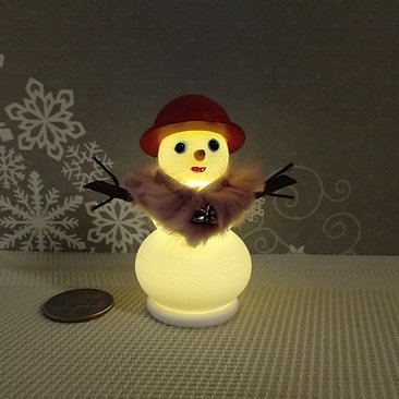 1:12 Dollhouse miniature light up snowlady with rabbit fur shawl and red hat Battery operated holiday decor REF Snowlady