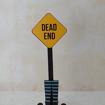 1:12 scale dollhouse Halloween decor Dead End sign on witchy boots