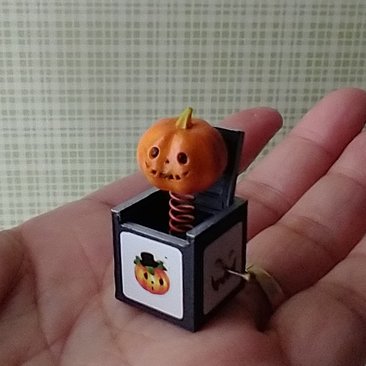 1-inch scale miniature Jack in the box Halloween decor or Kids room accessory