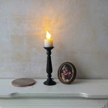 1:12 Dollhouse slender candlestick with flickering flame Battery operated light up candle battery operated candle REF Tallest