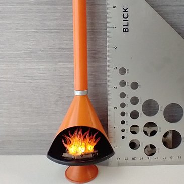 MADE TO ORDER 1:12 Dollhouse miniature Mid century modern free standing fireplace MCM orange fireplace inspired by Malm fireplace Retro fireplace REF orange