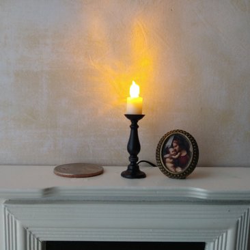 1:12 Dollhouse slender candlestick with flickering flame Battery operated light up candle battery operated candle REF Medium