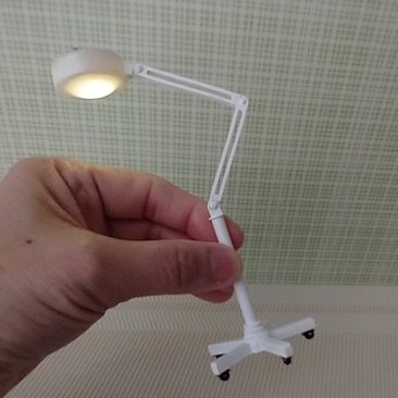 RESERVED 1:12 Dollhouse miniature battery operated floor lamp Craft room lamp with articulating arm and five-wheel base (non-rolling) No external wires