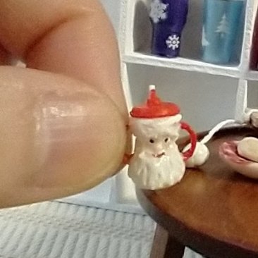 1:12 Dollhouse miniature Santa sippy cup with easy grip handles hand painted and finished REF Santa