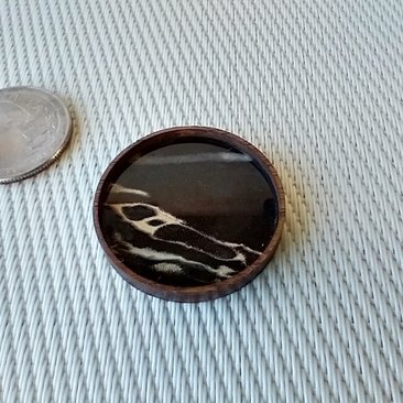 1:12 Dollhouse faux obsidian marble tray with solid walnut rim Kitchen round tray Serving tray REF Stripes