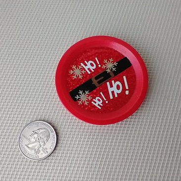 Play scale 1:6 or Barbie dollhouse red round serving tray Santa Ho ho ho serving tray in festive red for 12-inch dolls