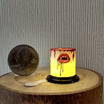 1:12 Dollhouse Halloween battery lighted  candle holder with balloon LED light insert REF Hottie red lips