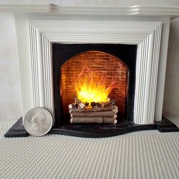 1:12 Dollhouse realistic light up firelogs with flickering flames Battery operated lit logs 1 unit