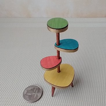 1:12 Dollhouse mid-century style plant stand Formica 4-tiered plant stand or display stand REF green top Plants n accessories NOT included