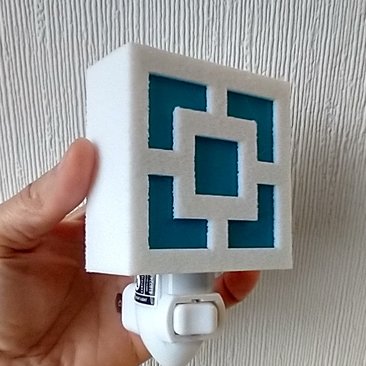 MCM Midcentury modern style breeze block night light REF White square + turquoise