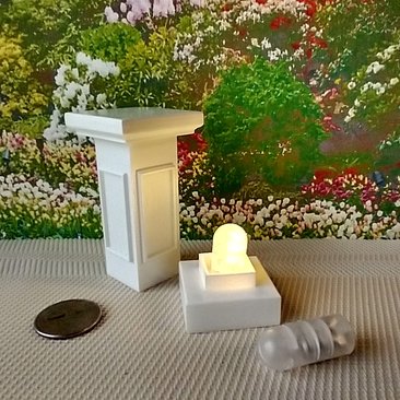 1:12 Dollhouse garden pedestal Battery operated lighted pedestal as plant stand or display stand or patio side table Price is for ONE unit REF Rectangle patterns