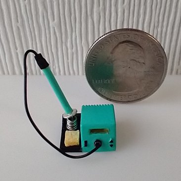 1:12 dollhouse miniature soldering iron with stand and faux digital display station (NON-working) REF Mint
