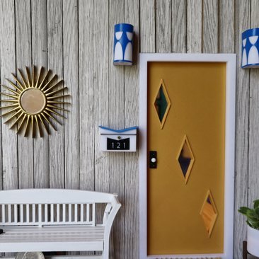 1:12 Dollhouse miniature MCM themed wall light or wall sconce powered by a balloon light Price is for EACH unit REF Blue
