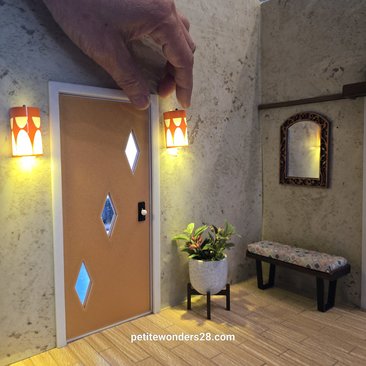 1:12 Dollhouse miniature MCM themed wall light or wall sconce powered by a balloon light Price is for EACH unit REF Orange