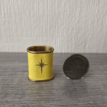 1:12 scale dollhouse MCM style oval wastebasket covered in vinyl sticker paper REF Yellow