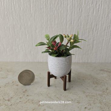 1:12 Dollhouse MCM style planter on stand Miniature modern planter REF Round bottom pot