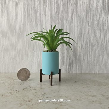 1:12 Dollhouse MCM style planter on stand Miniature modern planter REF 4