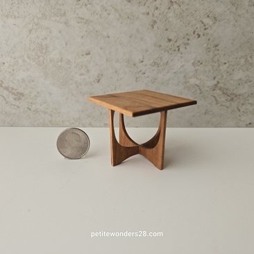 1:12 scale dollhouse mid-century style end table in solid cherry wood MCM side table with square top REF Cherry