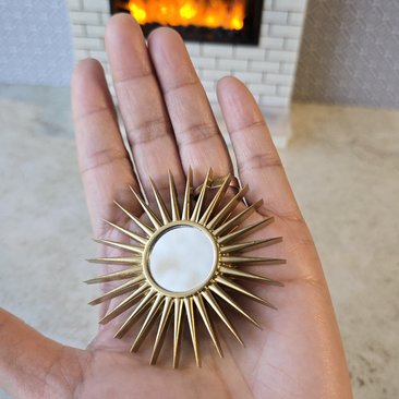 1:12 Dollhouse mid-century styled sunburst mirror with 28 rays MCM dollhouse decorative mirror Wall decor 
