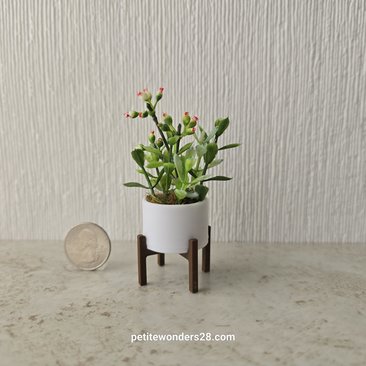 1:12 Dollhouse MCM style planter on stand Miniature modern planter REF 5
